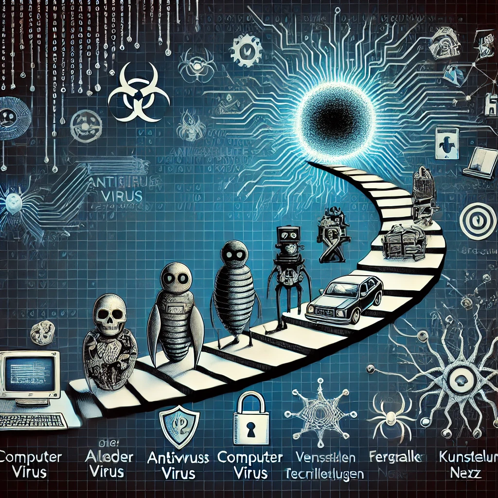 Zeitachse der Evolution der Cybersecurity von den Anfängen bis zur Gegenwart