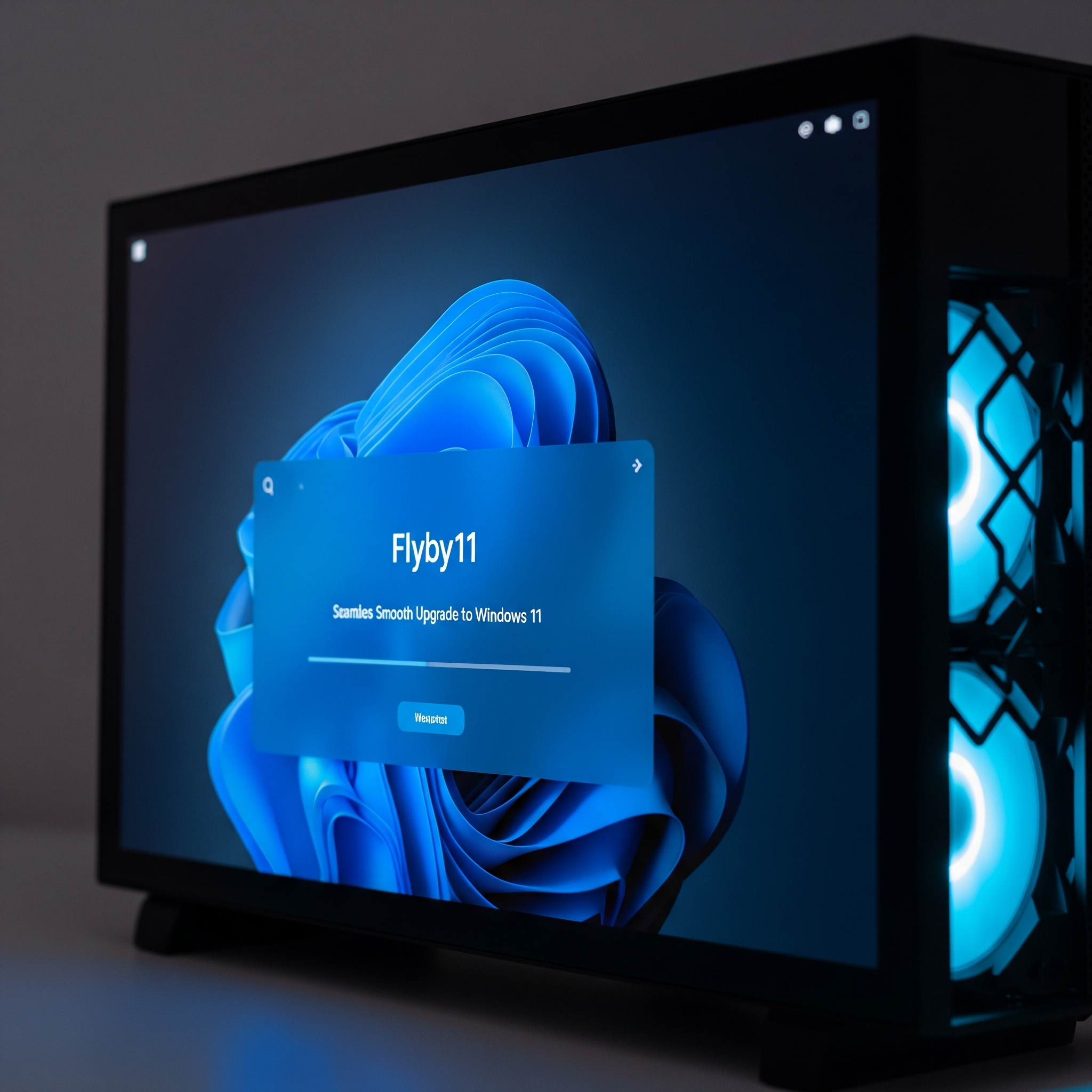 PC-Bildschirm mit Flyby11-Software, die ein reibungsloses Upgrade auf Windows 11 ermöglicht